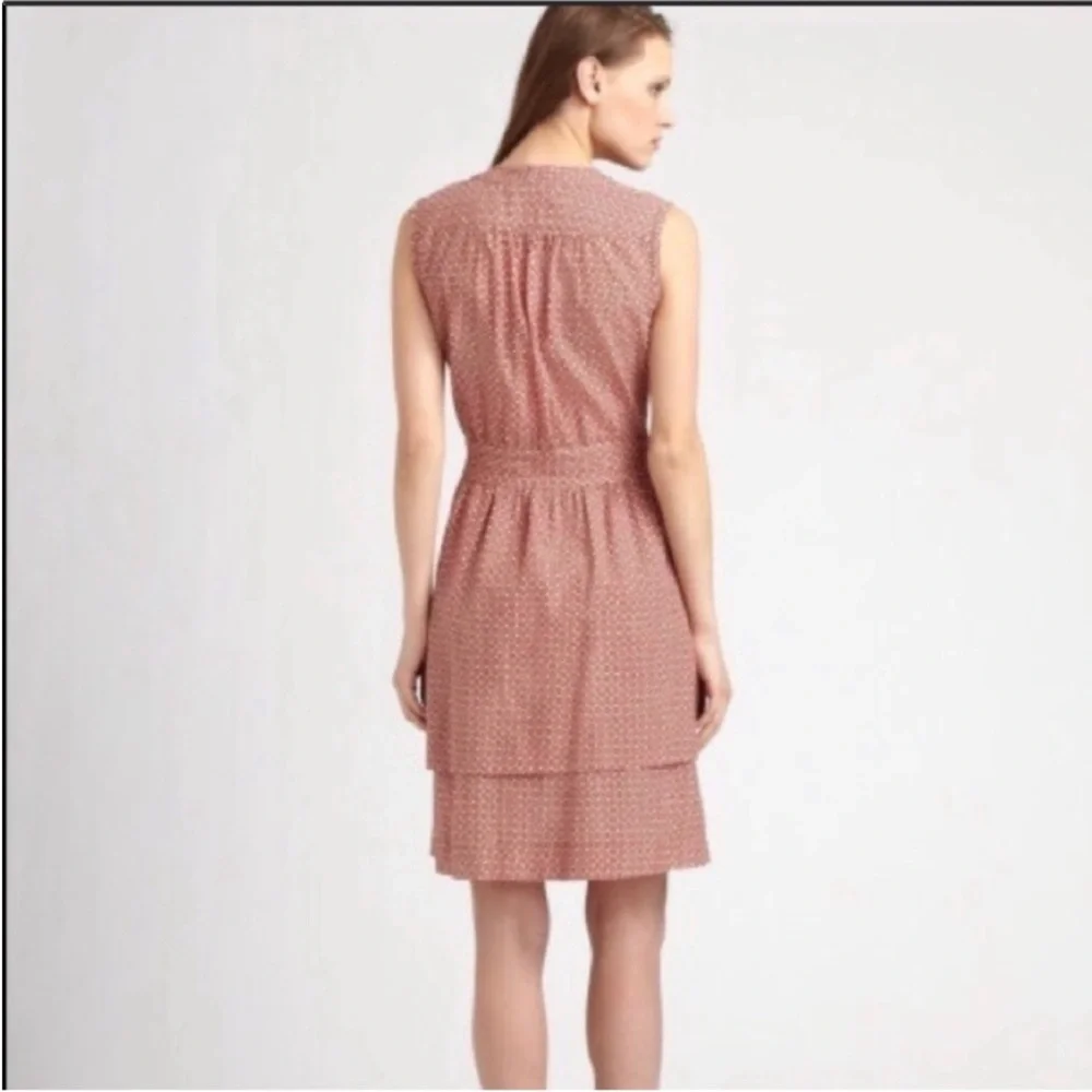 NWT Tory Burch Darilynn Ruffle Sleeveless Dress 0 Brick Red Silk Cotton